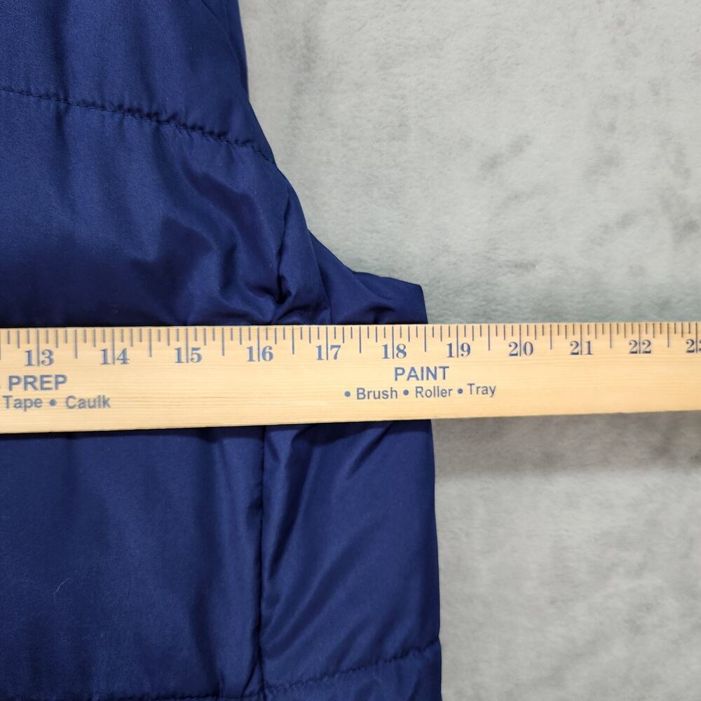 Old Navy Puffer Vest Women’s Medium Blue Zip Snap Pockets Cozy Ski Layering - Picture 8 of 9